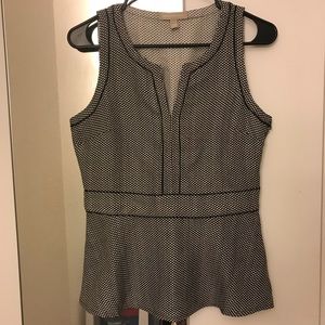 Banana Republic black and white pattern peplum top